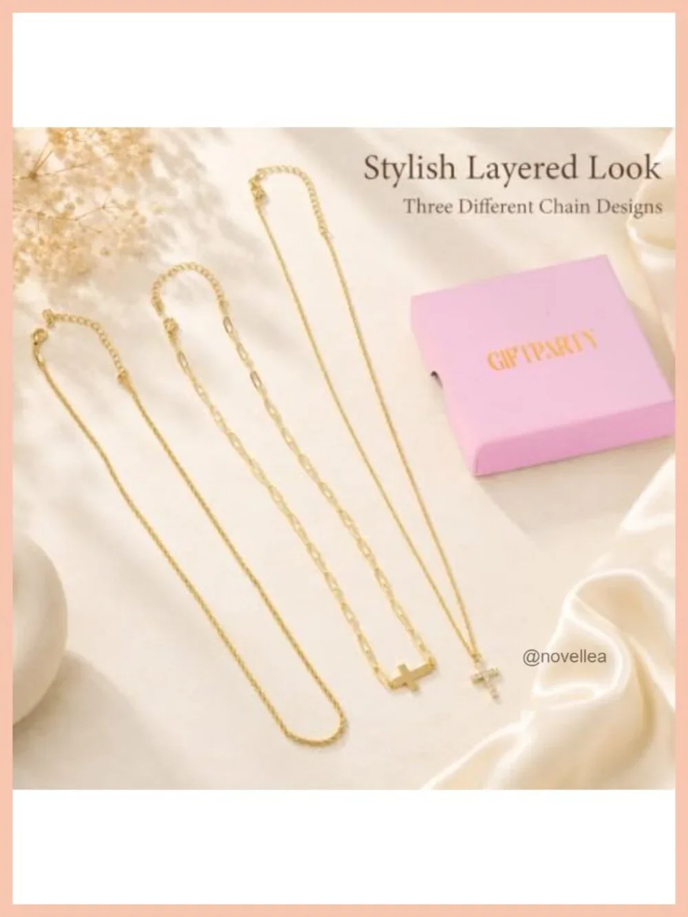 3pc 14K Gold Plated Cross Necklace Set, Cubit Zirconia Layered Necklaces for